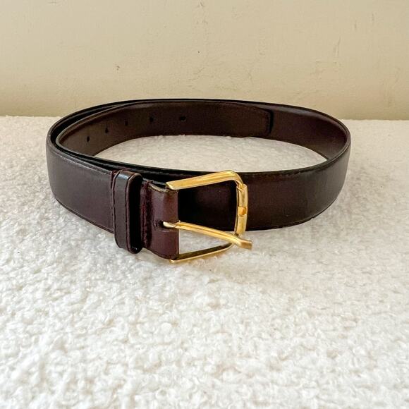 DIOR Dark Brown Leather and Gold Buckle Women's Belt - Picture 1 of 8